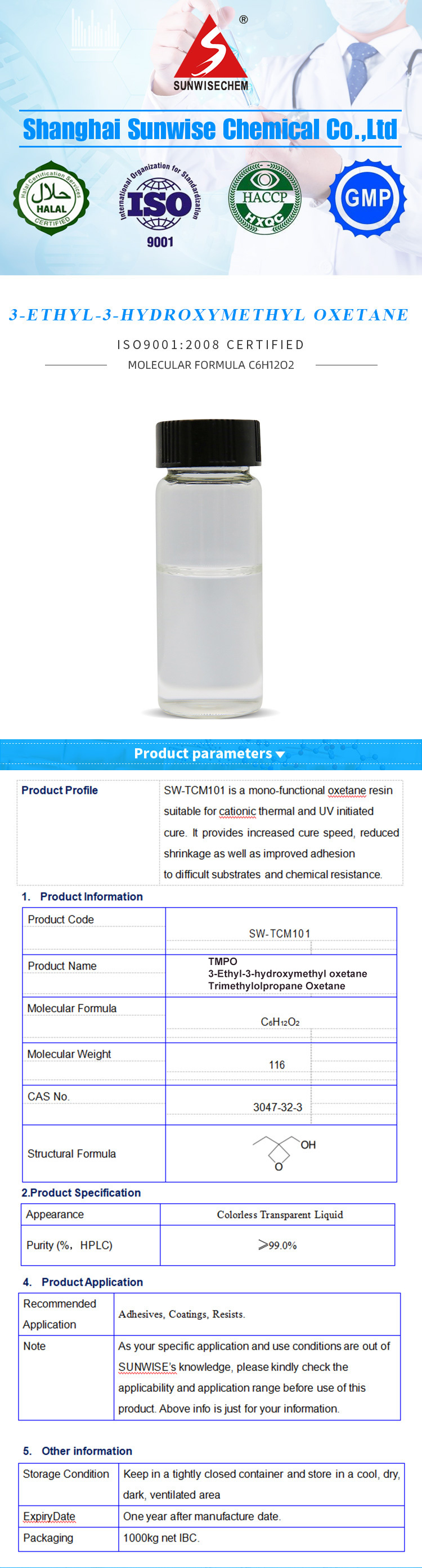 Tmpo / 3047-32-3 / Trimethylolpropane Oxetane