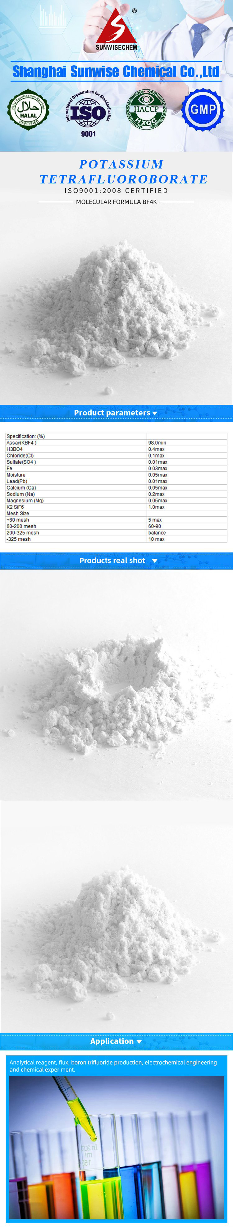 Potassium Fluoroborate Kbf4 CAS: 14075-53-7