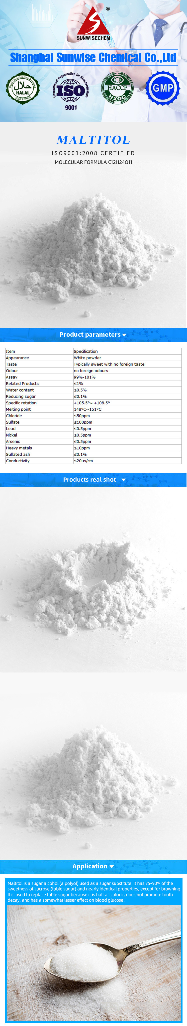 Food Grade Sweetener Maltitol Price/Maltitol Powder CAS No 585-88-6