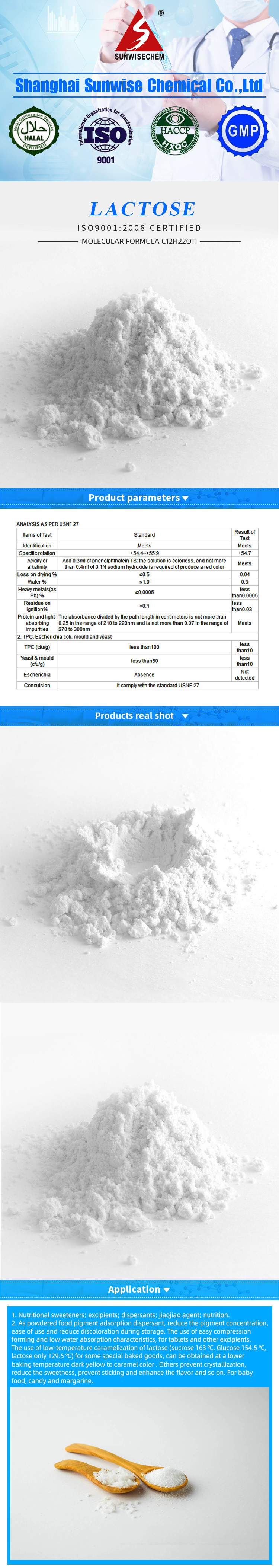 High Quality Lactose Powder CAS: 63-42-3